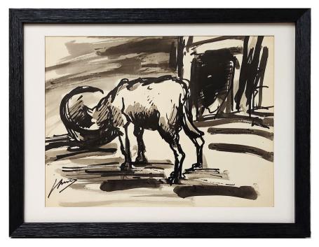 Het natiepaard genietend van zijn/haar maaltijd