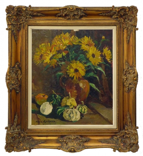 Schilderij van John Gérard op schilderpaneel