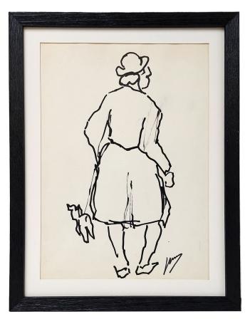 Dame op stap met haar hondje