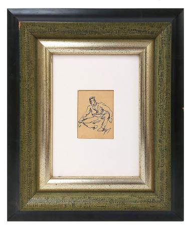 Kleine pentekening, gehurkte matroos