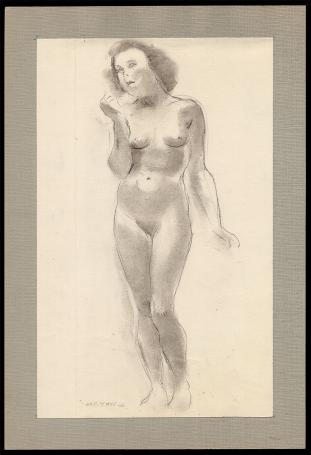 Verlegen staande dame