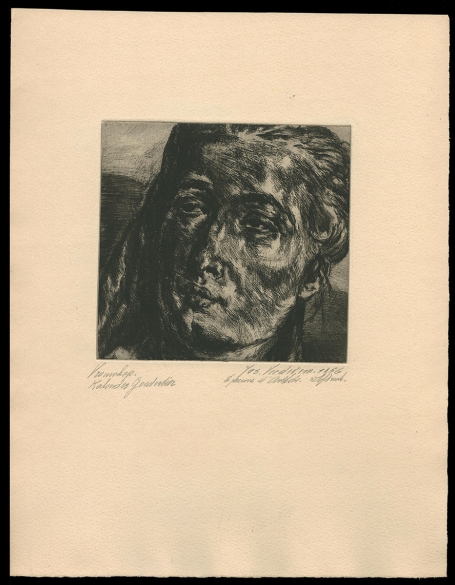 Vrouwkop Kalender 1956 épreuve d'artiste zelfdruk