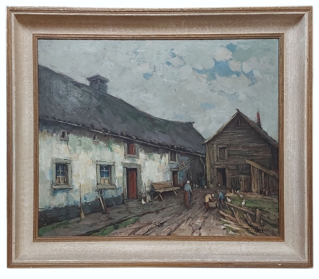 Boerenfamilie aan het werk aan de boerderij 1961