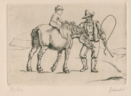 Ets met paard van de Belgische etser Jules Van Ael