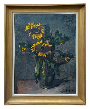 Zonnebloemen op tafel