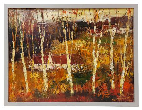 Huizen tussen de berkenbomen