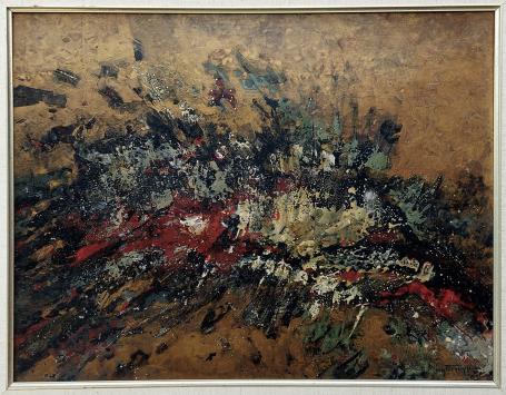 Abstract schilderij van Jef Van Tuerenhout uit 1963