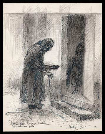 étude pour une mendiante devant une porte