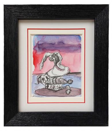 Opgehoogde tekening, vechtend in het water