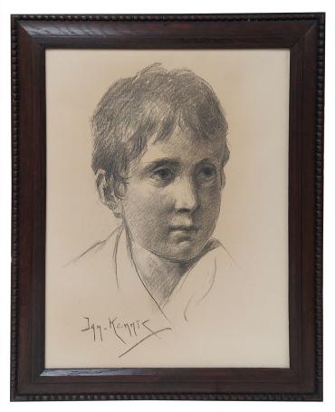 Tekening, lieflijk kinderkopje 1973