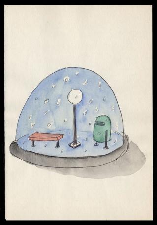 Tekening B, Het leven onder een stolp