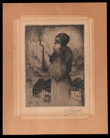 Moeder en kind voor de fabriek