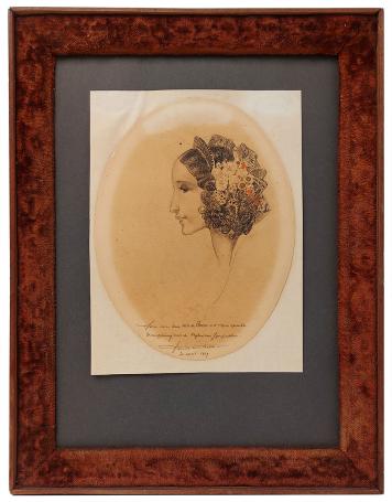 Tekening, dame met fijne haartooi 1939