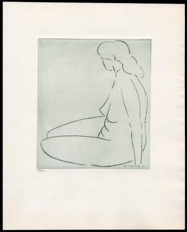 Naakt zittend, handen naast haar 5/10