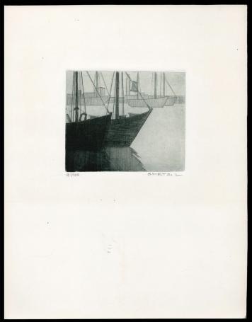 Boeg van een schip aan de kade 9/100