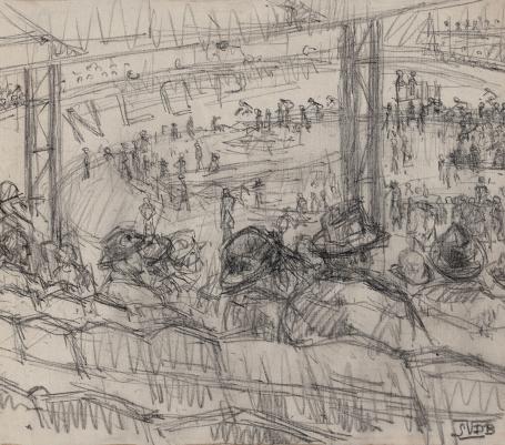 Schets, vélodroom van de Belgische kunstenaar Lucien van der Borcht