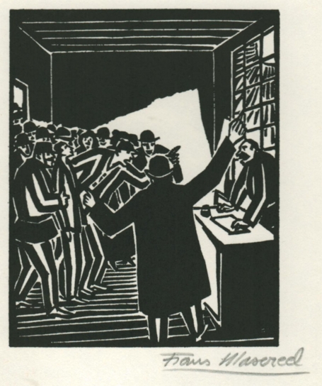 Woodcut by Belgian artist Frans Masereel from the work le soleil 1919