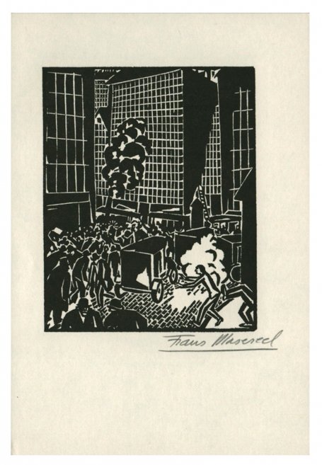 Houtsnede van Belgische kunstenaar Frans Masereel uit het werk le soleil van 1919