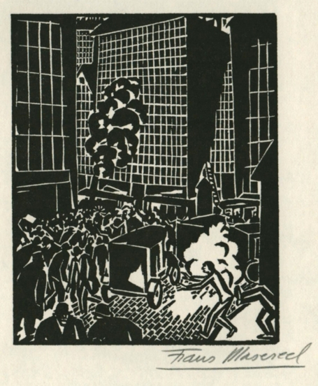 Woodcut by Belgian artist Frans Masereel from the work le soleil 1919