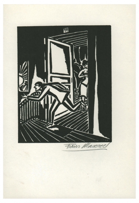 Houtsnede van de  Belgische kunstenaar Frans Masereel uit het werk le soleil van 1919