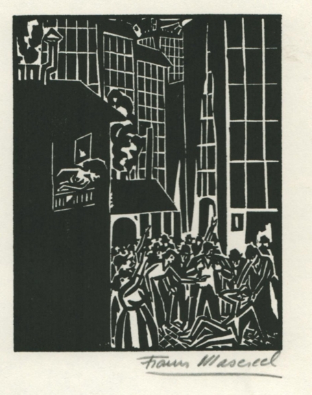 Woodcut by Belgian artist Frans Masereel from the work l'oeuvre from 1919
