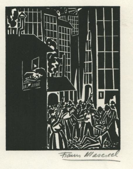 Woodcut by Belgian artist Frans Masereel from the work l\'oeuvre from 1919