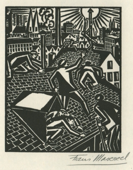 Woodcut by Belgian artist Frans Masereel from the work le soleil 1919