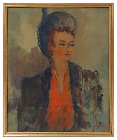 Dame met hoedje en brede jas