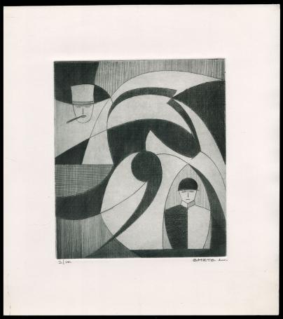 Abstract werk, het paard de ruiter en de toeschouwer 2/10