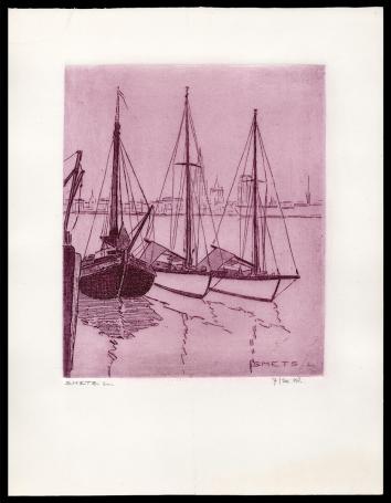 3 zeilbootjes in de Antwerpse haven 7/20 Kl.