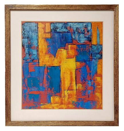 Geometrische abstractie, blauw/geel