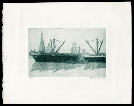 Schepen op de Schelde aan de Antwerpse skyline 1/10