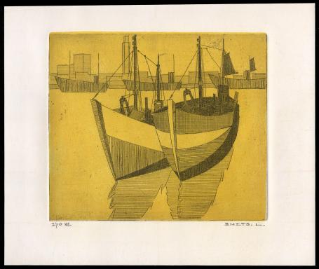 Twee vissersboten in het water van Oostende 2/10 kl.