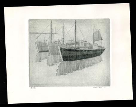 Drie vissersboten op een lijn te Oostende 2/10