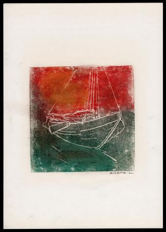 Vissersboot (ets/monotype) groen en rood