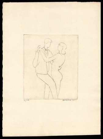 Droge naald ets, dansend koppel 2/25