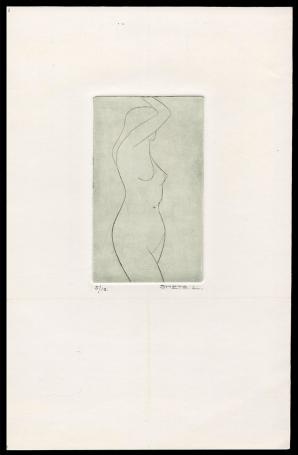 Kleine ets, staande naakte vrouw 5/15