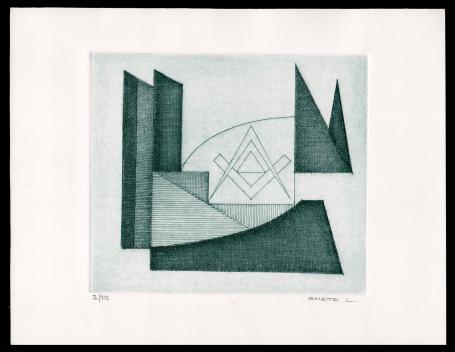 Non figuratief abstract, lijnen en blokken 2/10