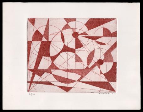 Abstract, masten en zeilen (rood) 2/10