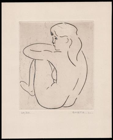 Rustige zittende naakte dame 24/50