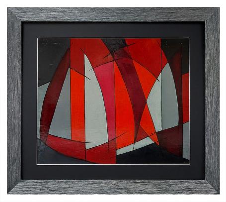 Abstract kunstwerk, zeilen en zeilboten