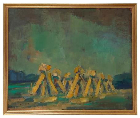 Graanschoven op het veld