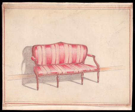 Ontwerptekening, canapé/sofa in Lodewijk XVI-stijl