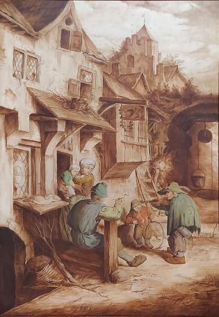 Schilderij van Lionel Poupaert op bord geschilderd