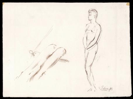 Schetsen voor en achter (trapeze en kind)