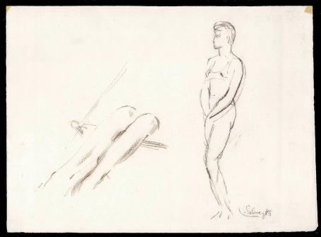 Schetsen voor en achter (trapeze en kind)