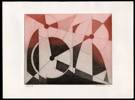 Abstract, masten en zeilen tweekleur 4/10 KL.