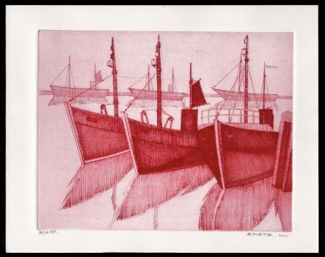 vissersboten naast elkaar 3/10 Kl.