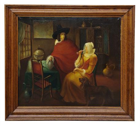 Slapende dronken meid aan tafel