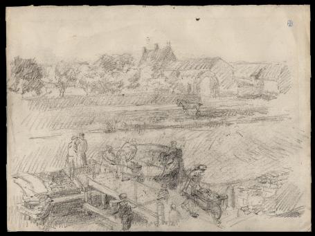 Het lossen van een binnenschip (+/- 1900)